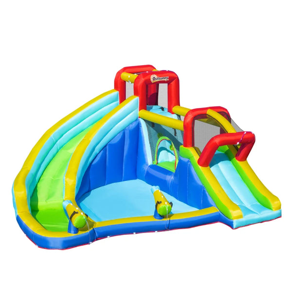 Kids 5-in-1 Inflatable Water Slide Bounce House - Blue