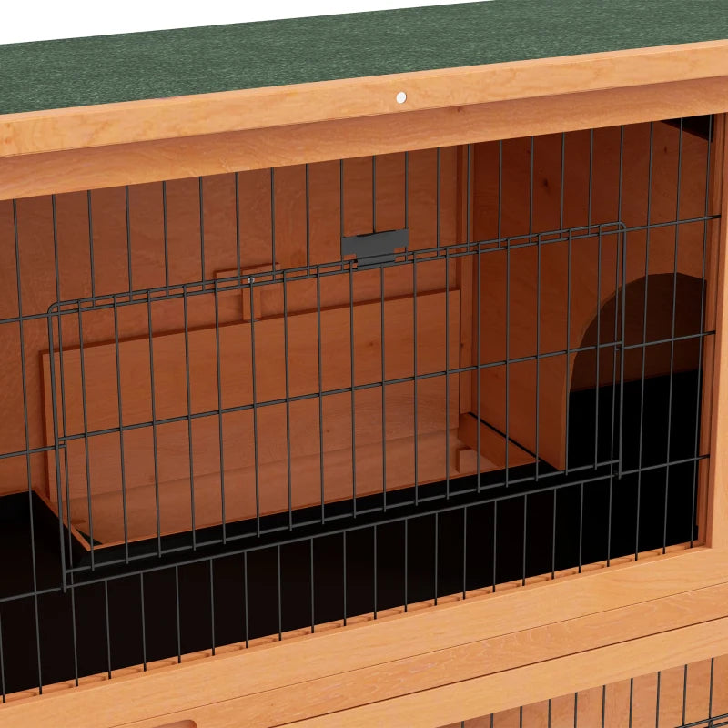 Orange Antiseptic Wood Rabbit Hutch with Run - 92cm