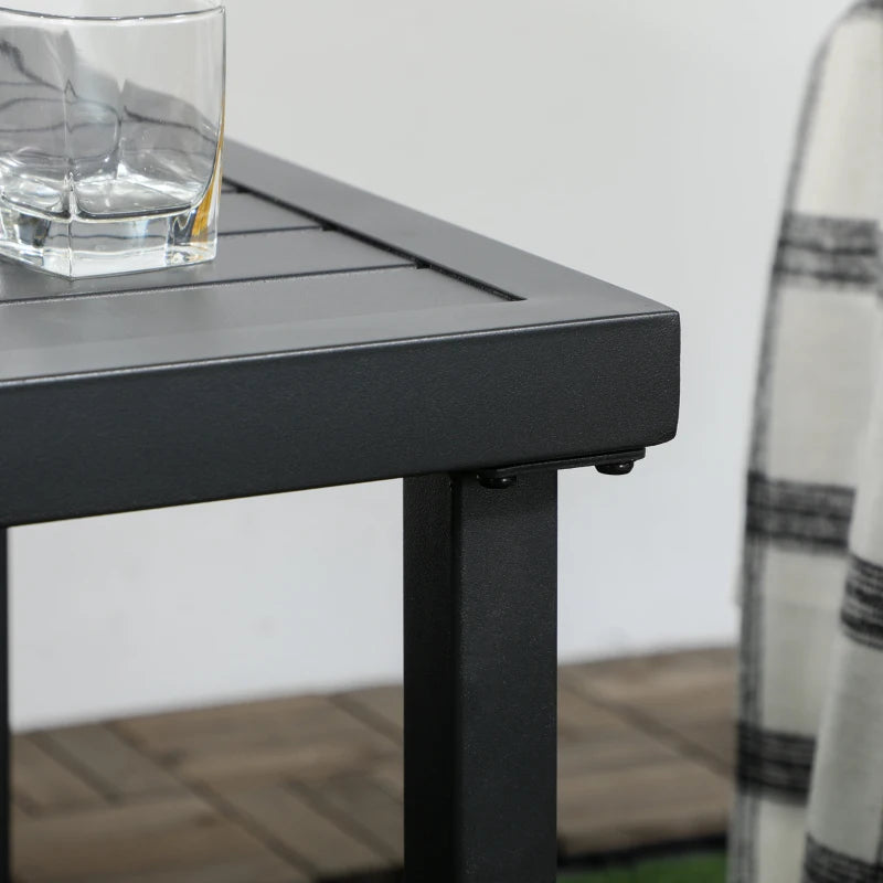 Black Steel Patio Side Table with Umbrella Hole