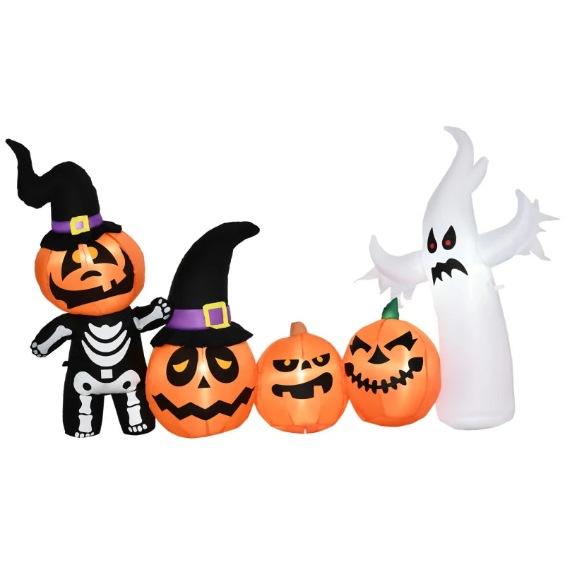 8.5ft Inflatable Halloween Ghosts & Pumpkins Display with LED Lights