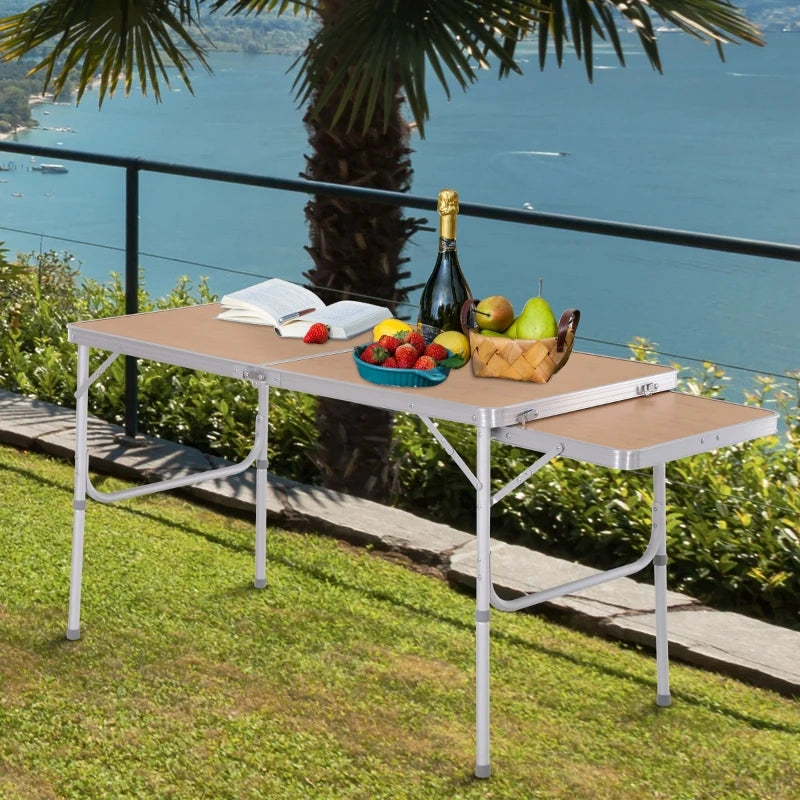 Silver 4ft Folding Outdoor Table with Aluminium Frame and MDF Top