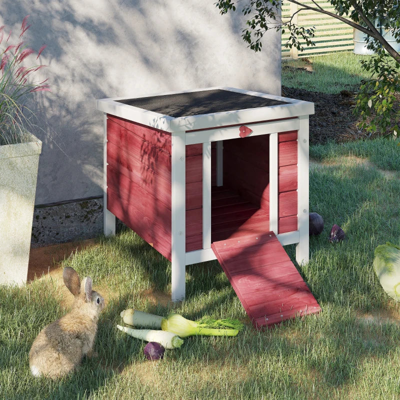 Red Wooden Rabbit Hutch 51 x 42 x 43 cm by