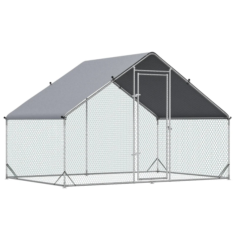 Galvanised Chicken Run with Water-Resistant Cover, 3x2x2m