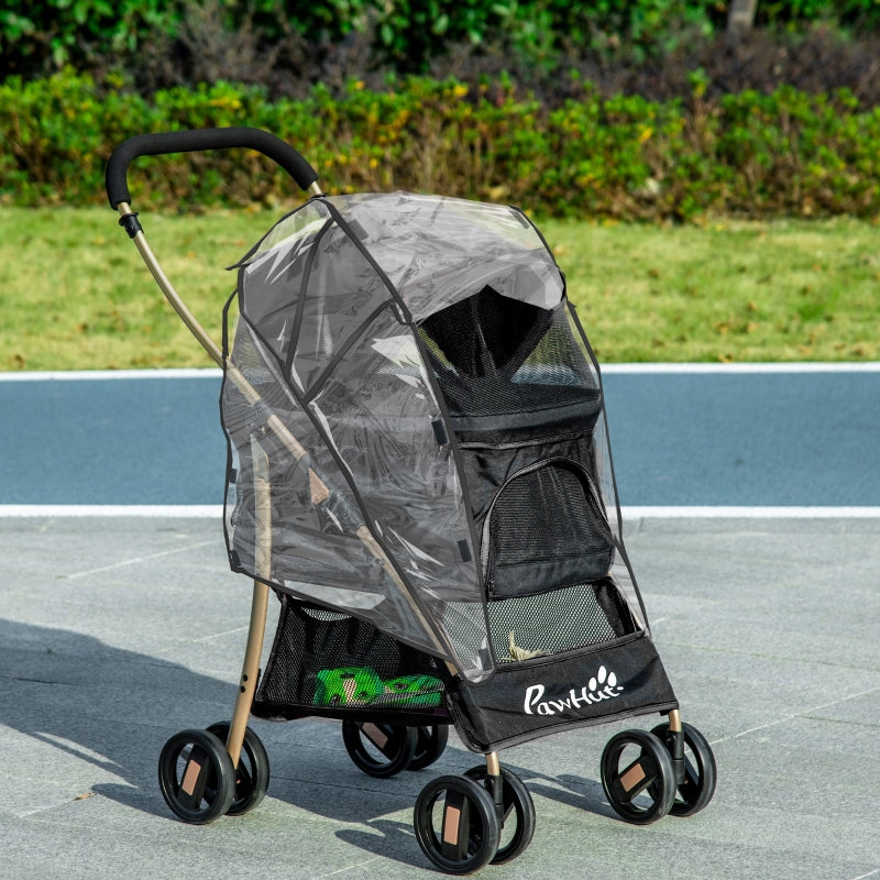 Black Pet Stroller with Rain Cover, 3-in-1 Cat Dog Pushchair