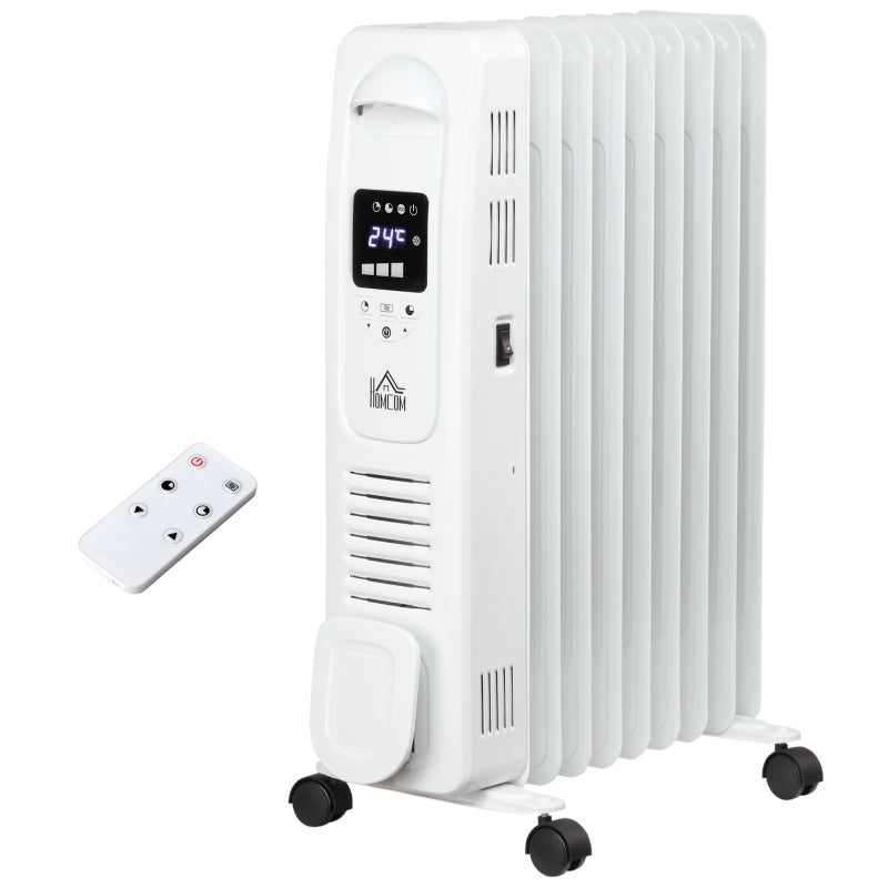 White 2000W Digital Oil Filled Radiator with Timer & Remote Control