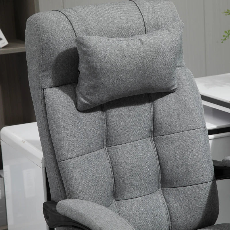 Light Grey Ergonomic Office Chair with Footrest and Armrests