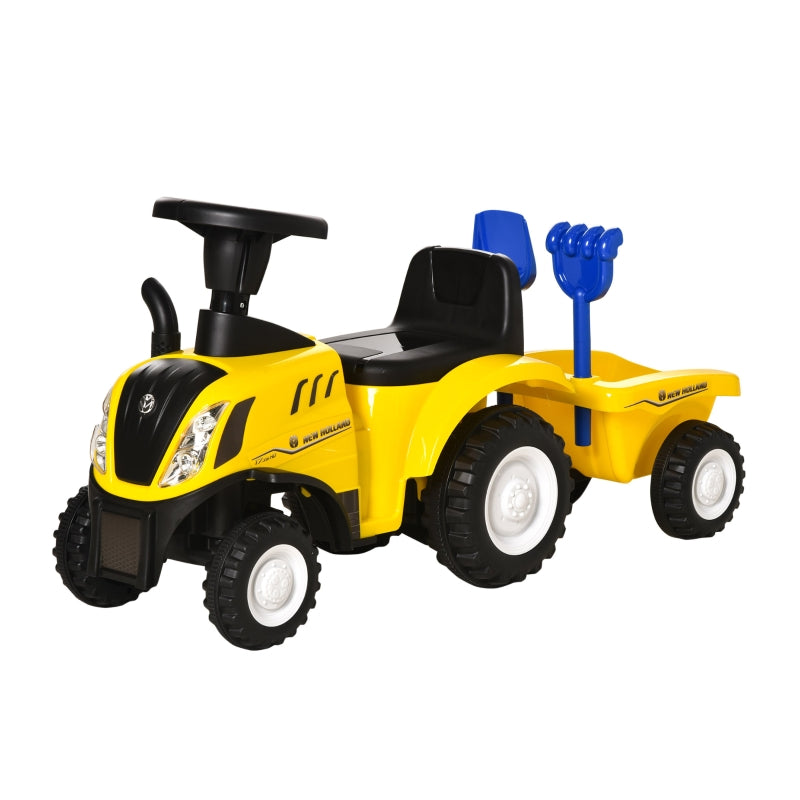 Yellow Toddler Ride-On Tractor with Horn and Storage