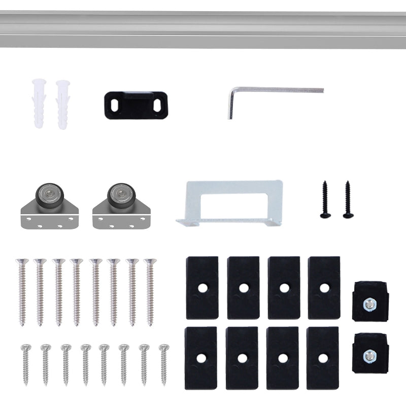 Black Sliding Barn Door Hardware Kit for Single Wooden Door 6FT