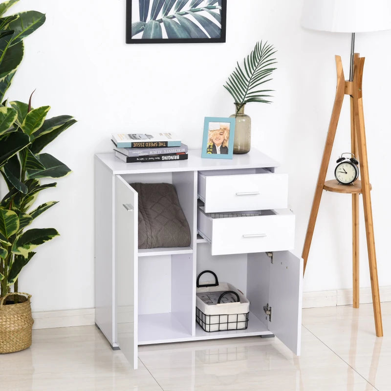 White High Gloss Storage Cabinet with Drawers for Bedroom and Living Room