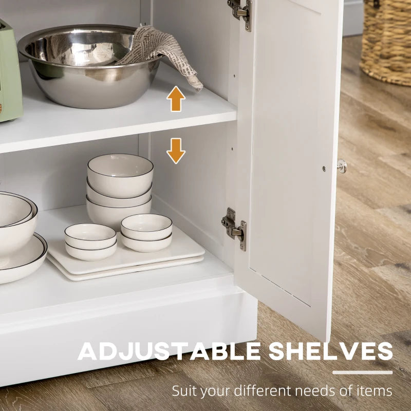 White Rolling Kitchen Island Cart with Storage and Towel Rack