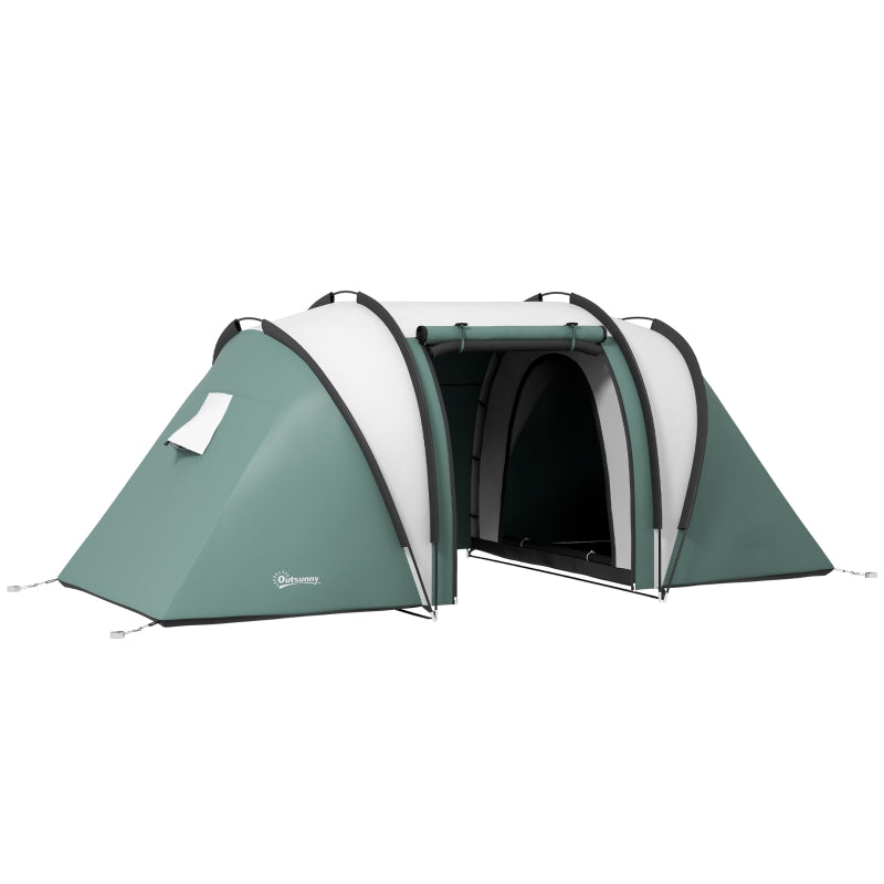 Dark Green 2-Bedroom Waterproof Camping Tent for Family Fishing Hiking