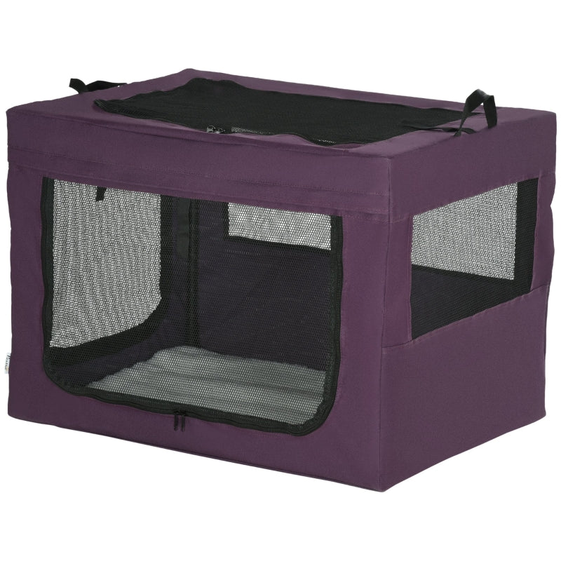 Purple Pet Carrier with Cushion for Small & Medium Dogs - 80cm