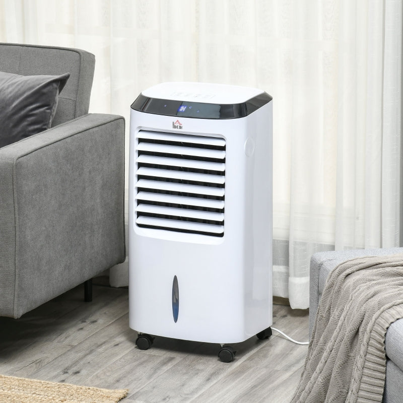 White Portable Evaporative Air Cooler with Anion Ice Cooling and Humidifier