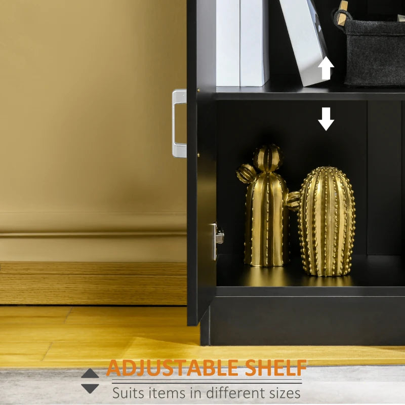 Black Modern Storage Cabinet with Drawer and Shelf