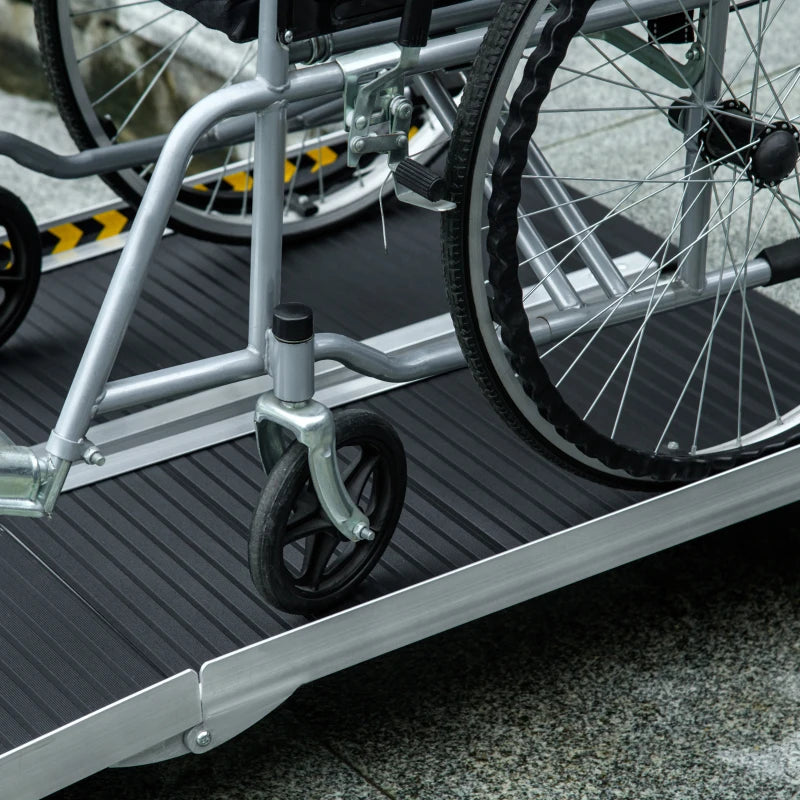 Aluminium Folding Wheelchair Ramp, 152x73cm, 272KG Capacity, Non-Skid Surface