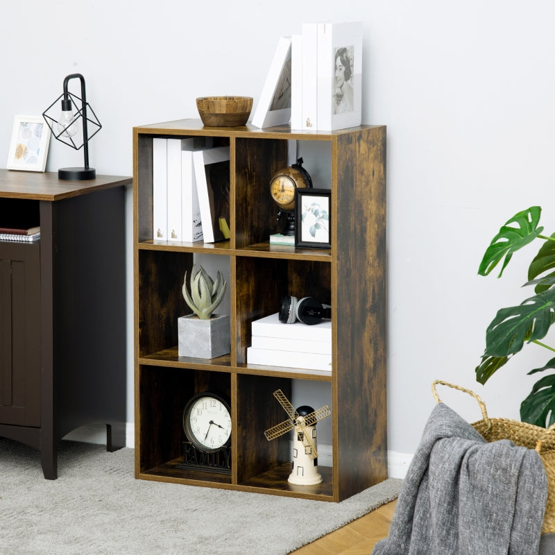 Rustic Industrial Six-Cube Shelving Unit in Charcoal Grey