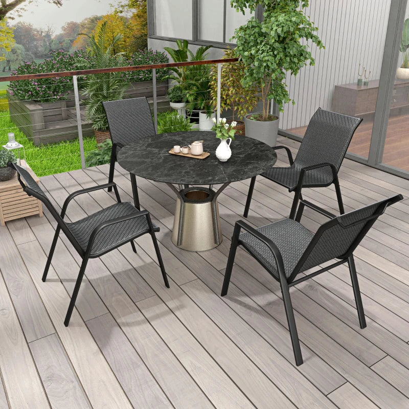 Grey 4-Piece Stacking Rattan Garden Seat Set