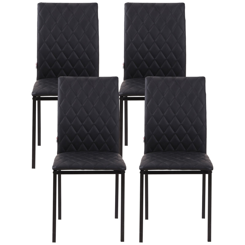 Black Upholstered Dining Chairs Set of 4 with Metal Legs