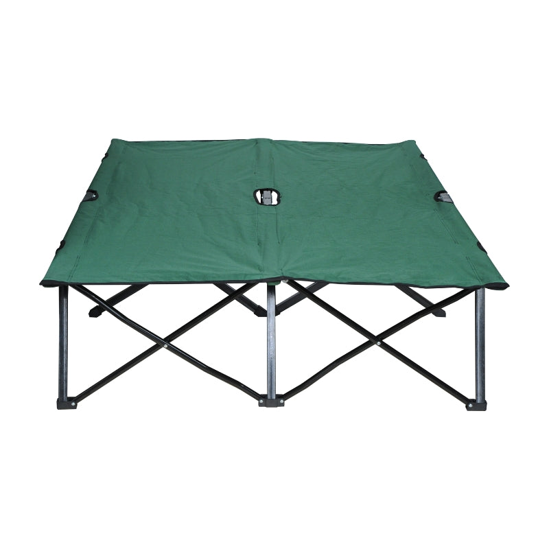 Foldable Double Camping Cot Sunbed - Green