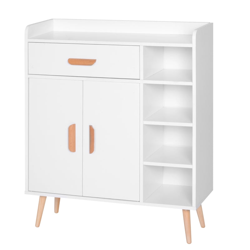 White Storage Side Cabinet with Drawer for Home