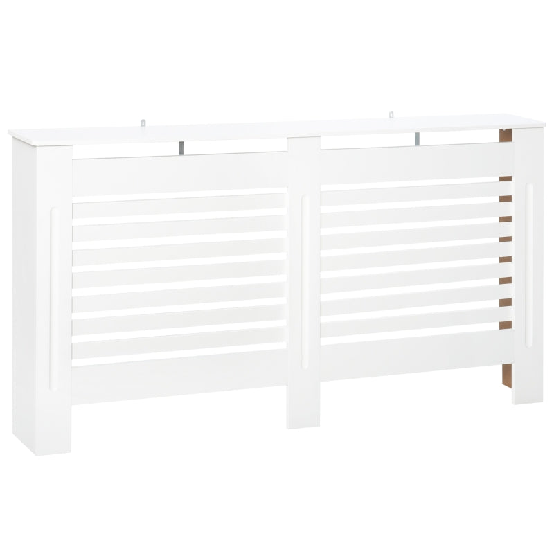 White Modern Radiator Cover with Horizontal Slats, 172 x 19 x 81 cm