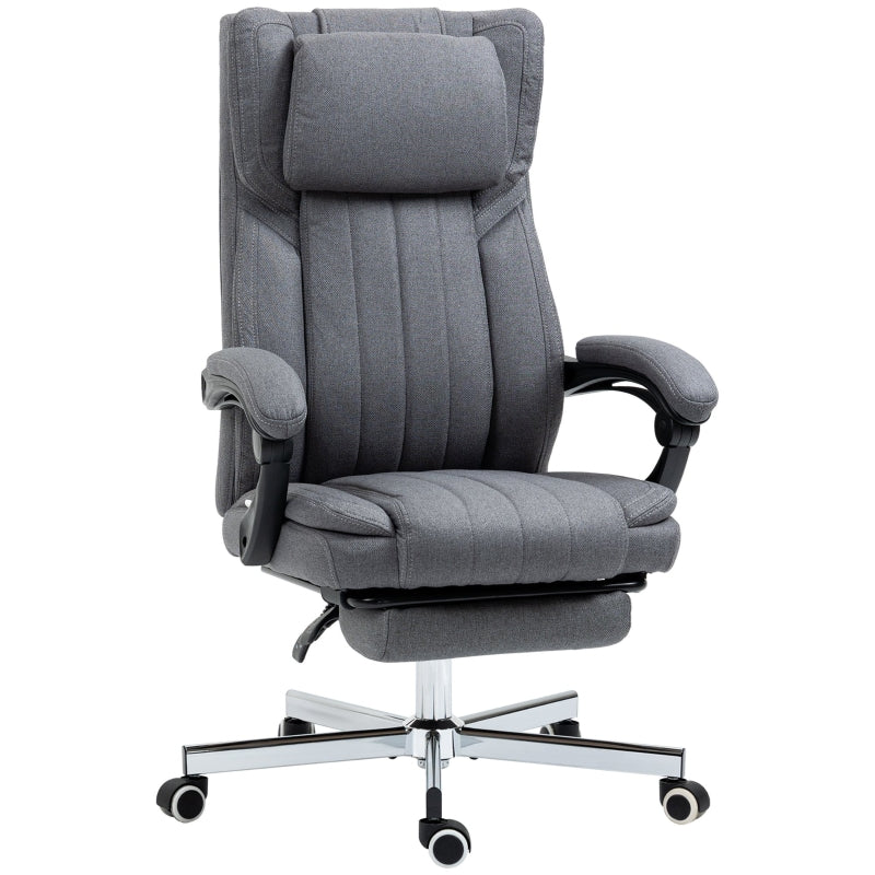 Dark Grey High Back Executive Office Chair with Adjustable Headrest and Footrest