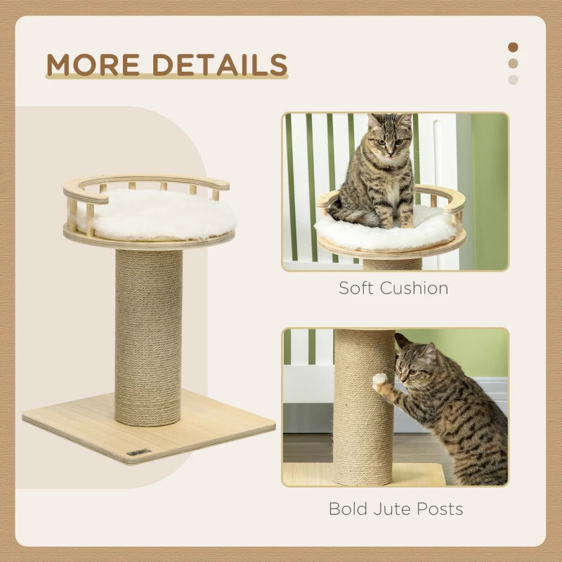 52cm Cat Tree with Bed and Scratching Post - Grey