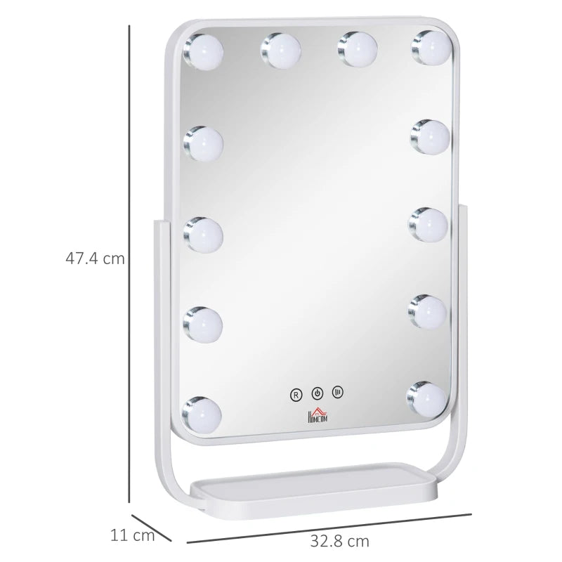 White LED Hollywood Makeup Mirror with Dimmable Lights