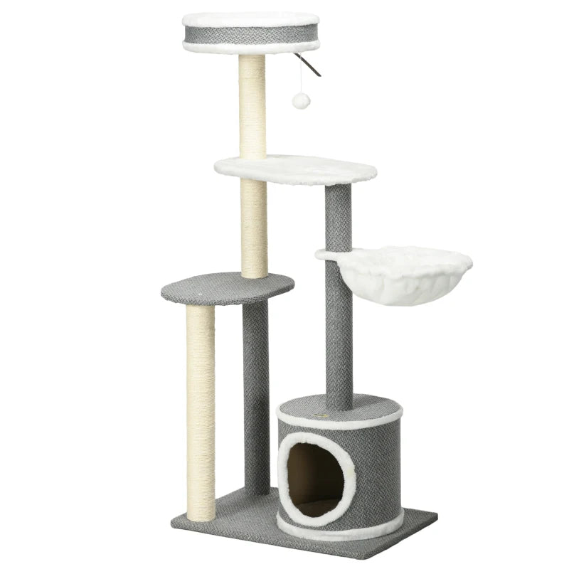 Grey Cat Climbing Tower with Scratching Posts, 132cm