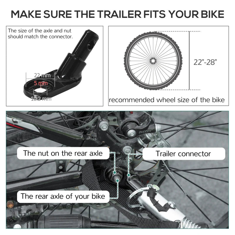 Black Steel Bike Trailer with Triple Safety and Suspension