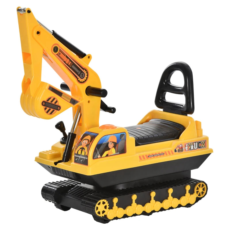 Yellow Ride-On Excavator Toy Tractor Digger