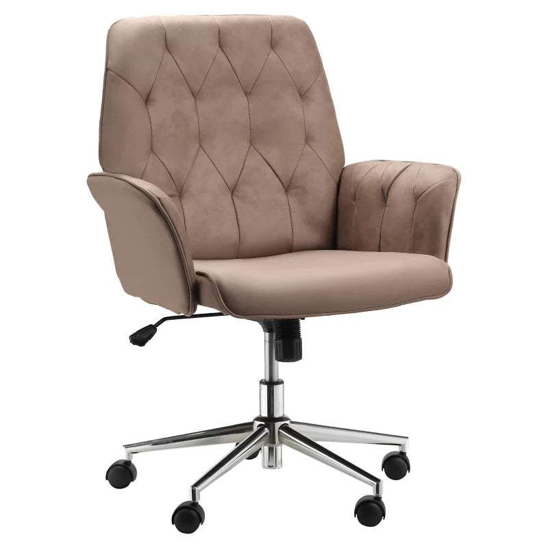 Microfibre Office Swivel Chair, Height Adjustable with Armrest, Coffee