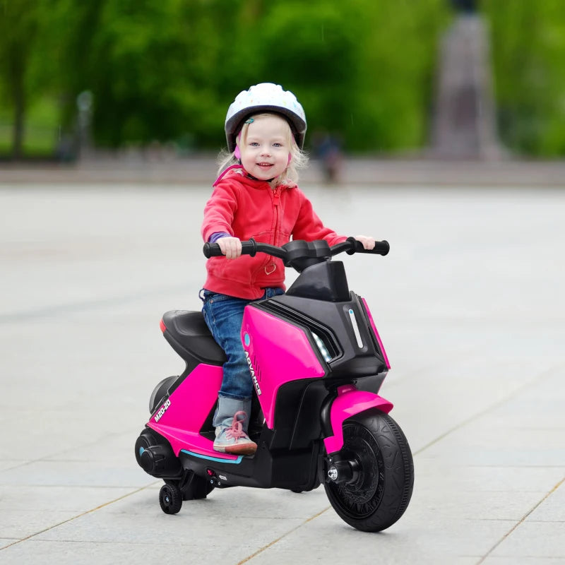 6V Pink Kids Electric Motorbike Ride-On Toy with Music & Lights