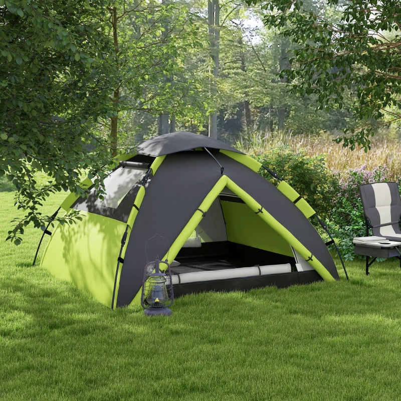 Green Two-Person Camping Tent with Accessories