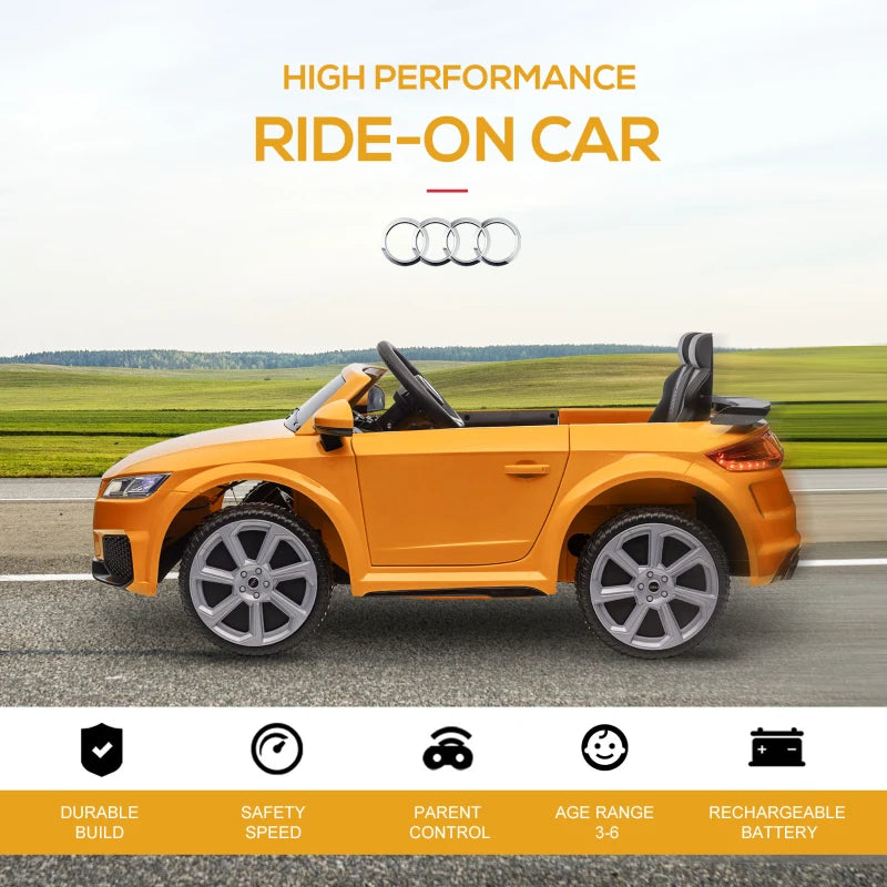 Yellow Audi TT RS Kids Ride-On Car 12V with Remote Control