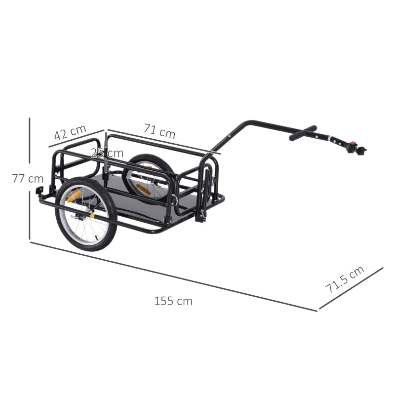 Black Bike Cargo Trailer with Hitch for Cycling and Camping