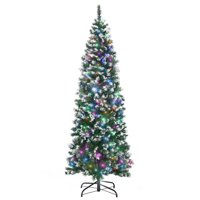 6FT Tall Pre-lit Slim Green Christmas Tree with 300 LED Lights