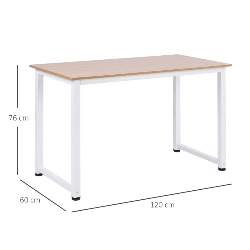 White Metal Frame Computer Desk 120x60x76cm for Home Office