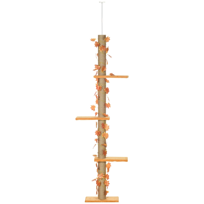 Adjustable Orange Cat Tree with Perches and Anti-Slip Kit