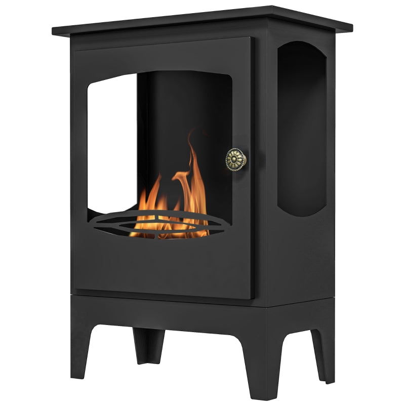 Black Steel Bioethanol Fireplace with Stainless Steel Flame Snuffer