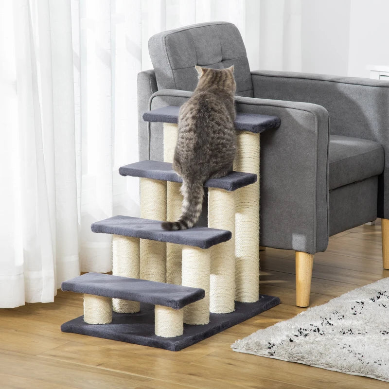 Grey Pet Ladder - Particle Board for Cats and Dogs