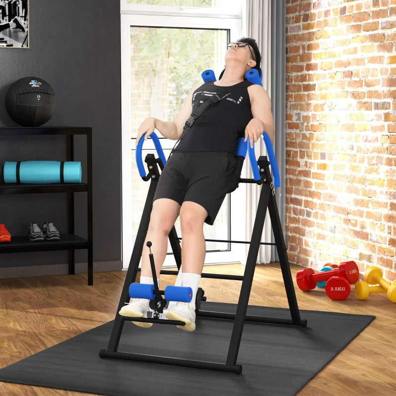 Blue Inversion Table with Safety Belt for Muscle Pain Relief