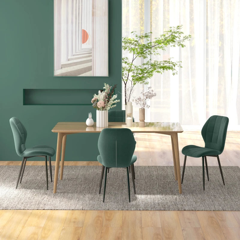 Set of 4 Green Flannel Tub Dining Chairs