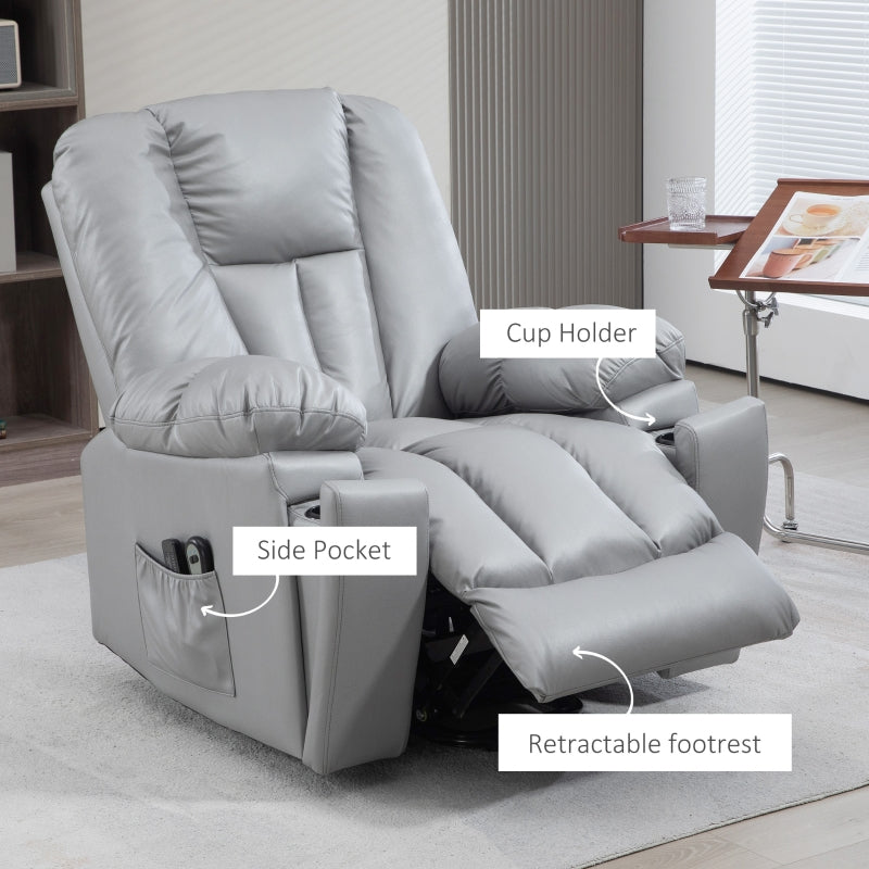 Charcoal Grey Massage Recliner with Heat and Eight Massage Points