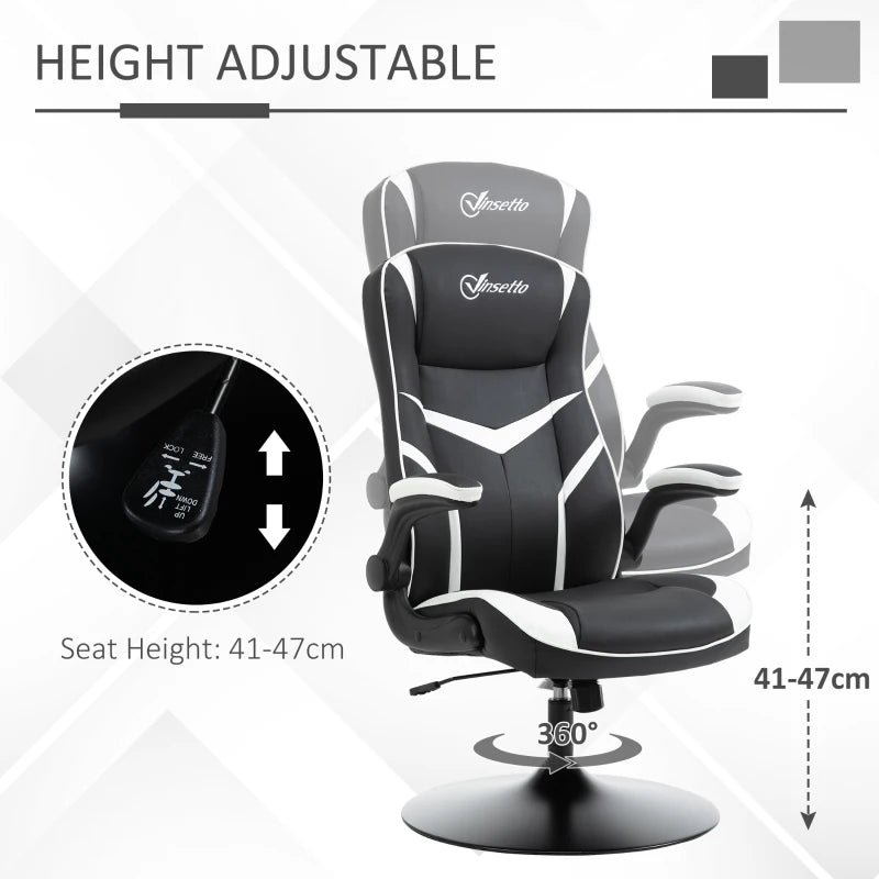 Black & White Ergonomic Gaming Chair with Adjustable Height