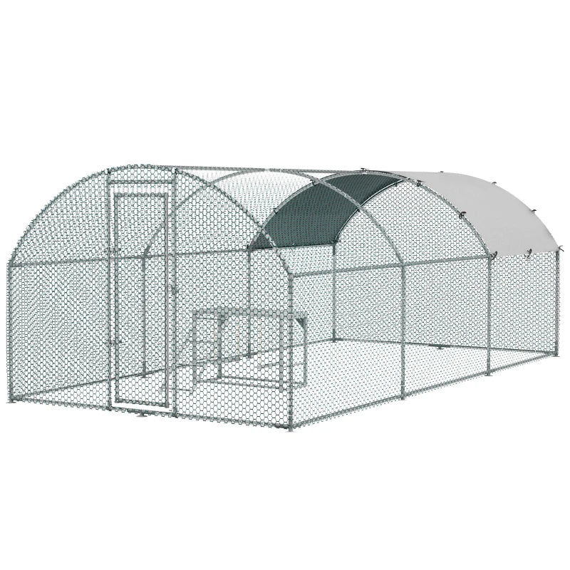 Large Chicken Run with Activity Shelf and Cover, 2.8 x 5.7 x 2m, Green