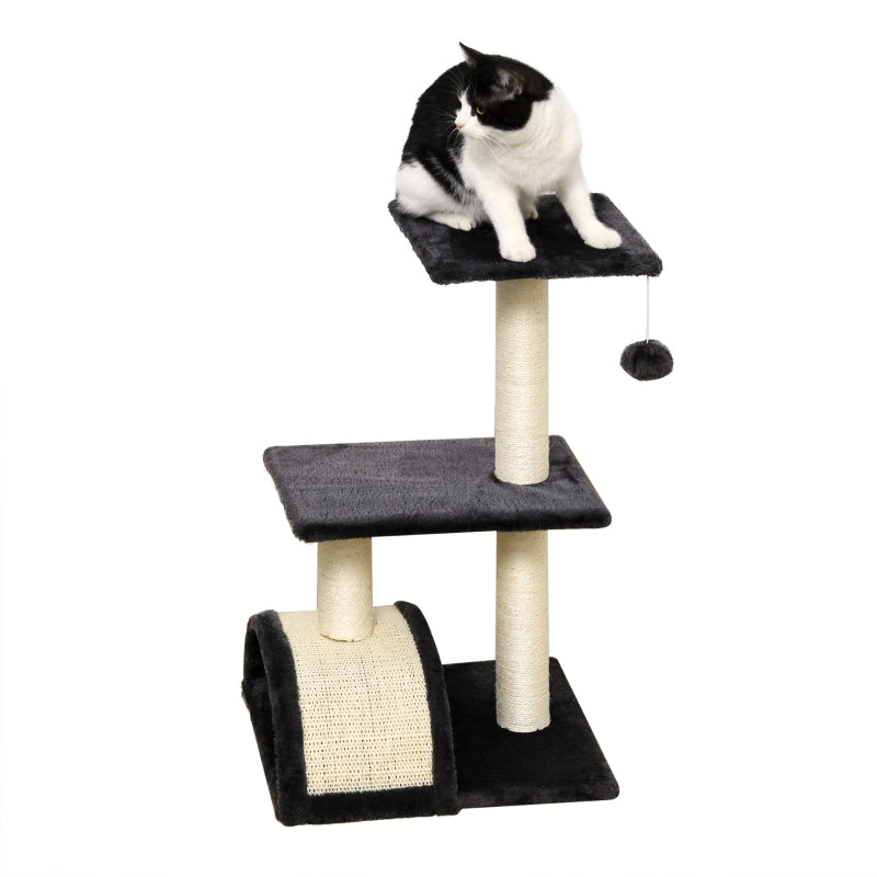 Black 72cm Cat Tree with Scratching Post and Pad for Indoor Cats