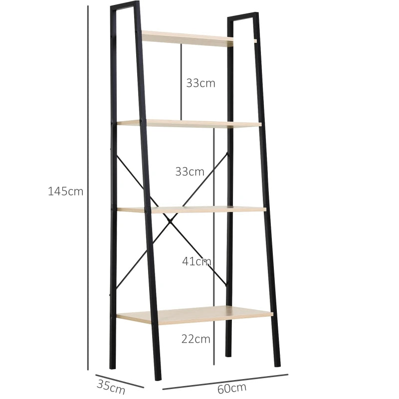 4-Tier Black Wooden Ladder Shelf