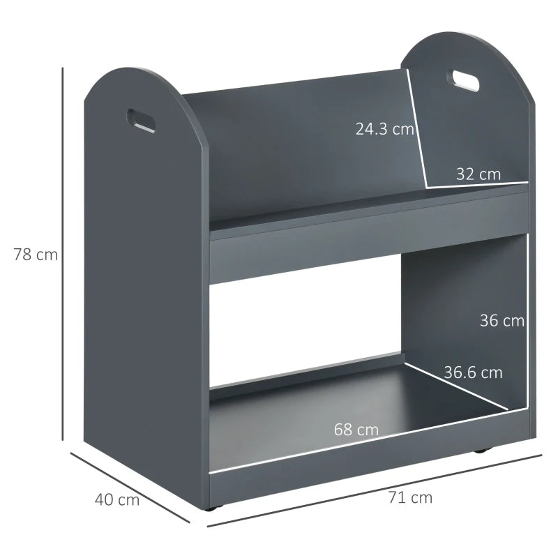 Grey 2-Tier Kitchen Cart Shelf Unit with Wheels