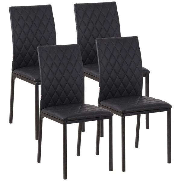 Black Upholstered Dining Chairs Set of 4 with Metal Legs